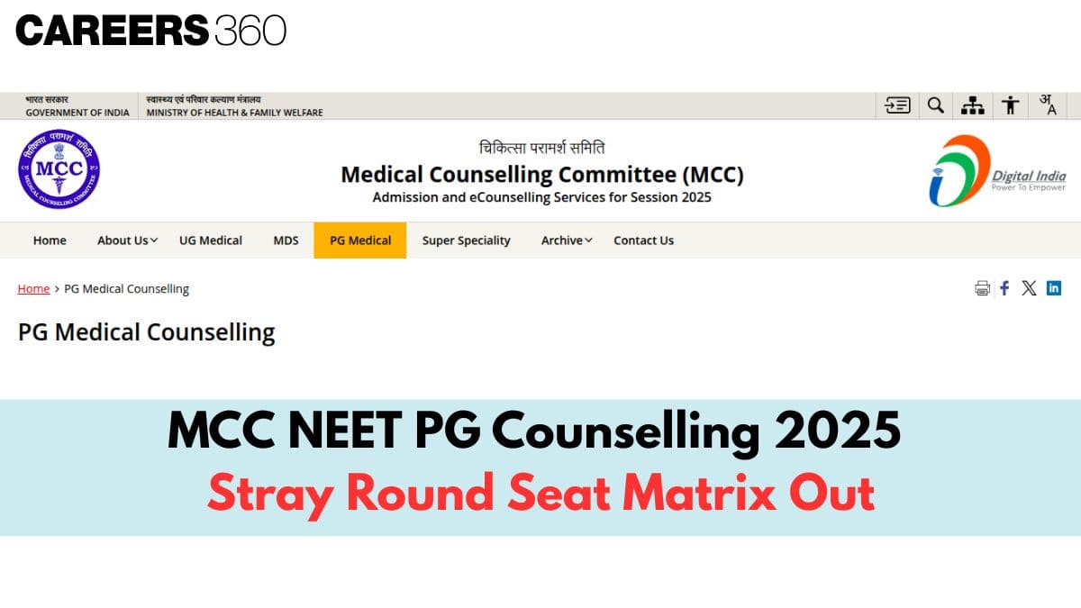 MCC NEET PG Counselling 2025 Stray Round Seat Matrix Out